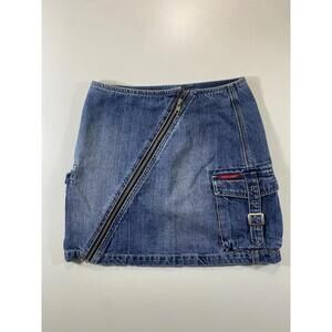Vintage Pierre Cardin Denim Mini Skirt with Diagonal Zipper